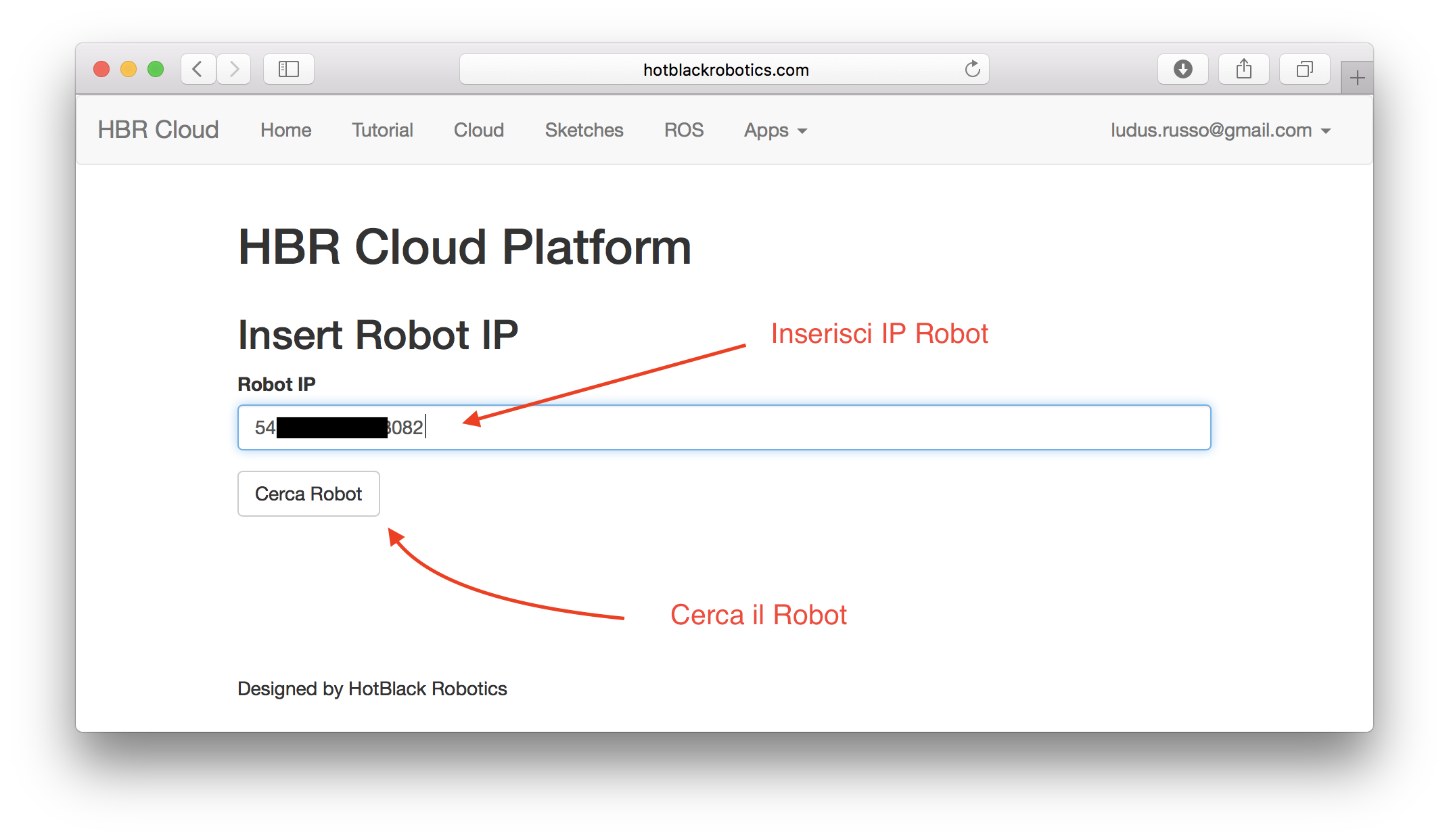 Inserimento IP Robot