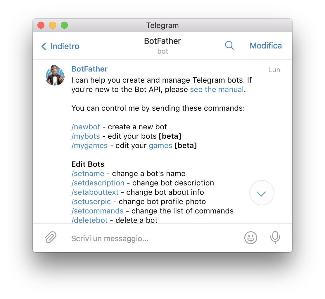 BotFather primo contatto
