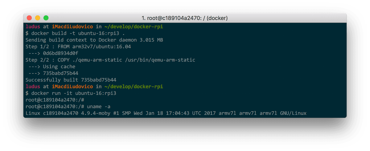 Qemu registrato nel docker